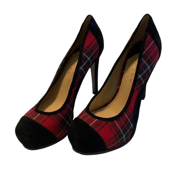 Gianni Bini Heels - Red & Black Buffalo Plaid Heels (Stilettos) - Picture 3 of 8